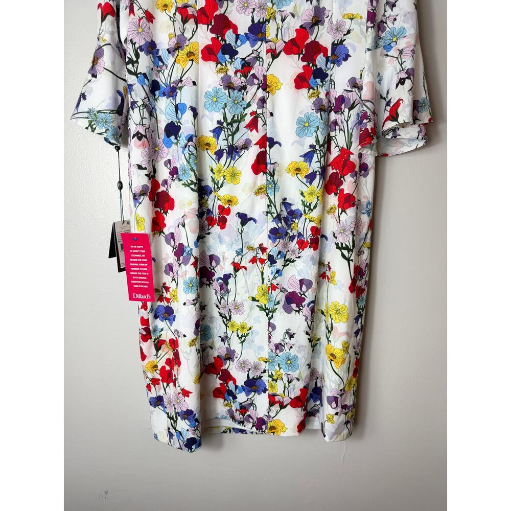 ADRIANNA PAPELL NWT DRESS WEDDING GUEST COCKTAIL SHORT FLORAL GARDEN PARTY PLUS - Picture 12 of 13